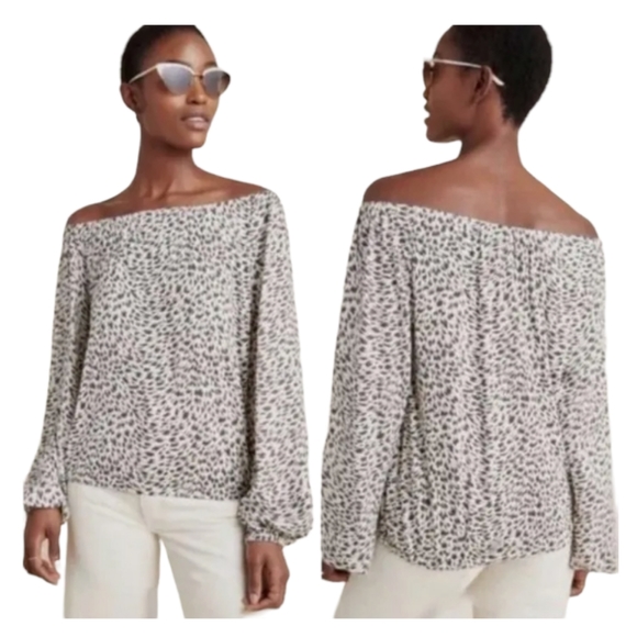 Anthropologie Leopard Cascais Off the Shoulder Top Size Small - Picture 2 of 7